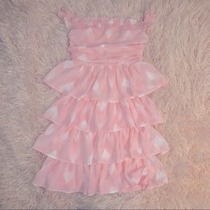ASOS Pink Off The Shoulder Tiered Party Dress